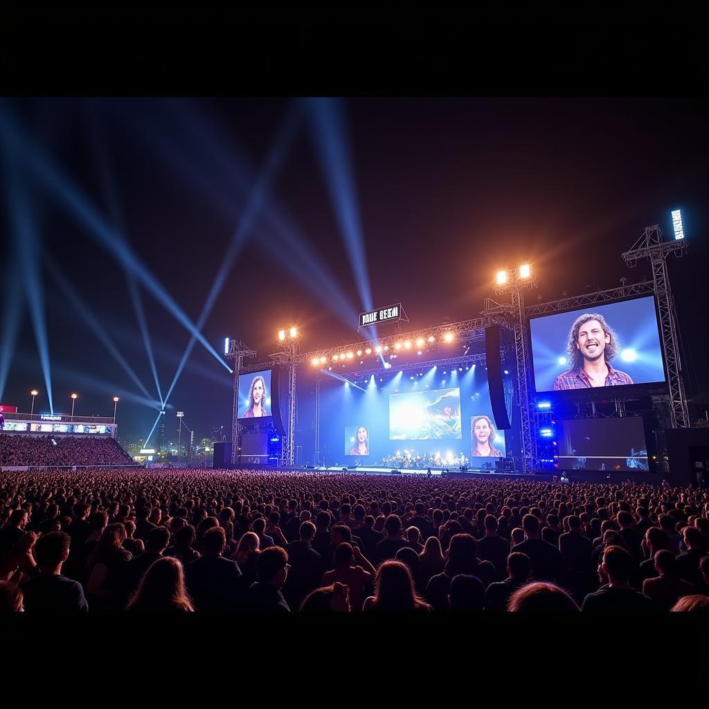 Sân khấu hoành tráng được dựng lên tại Stade Océane cho một buổi hòa nhạc