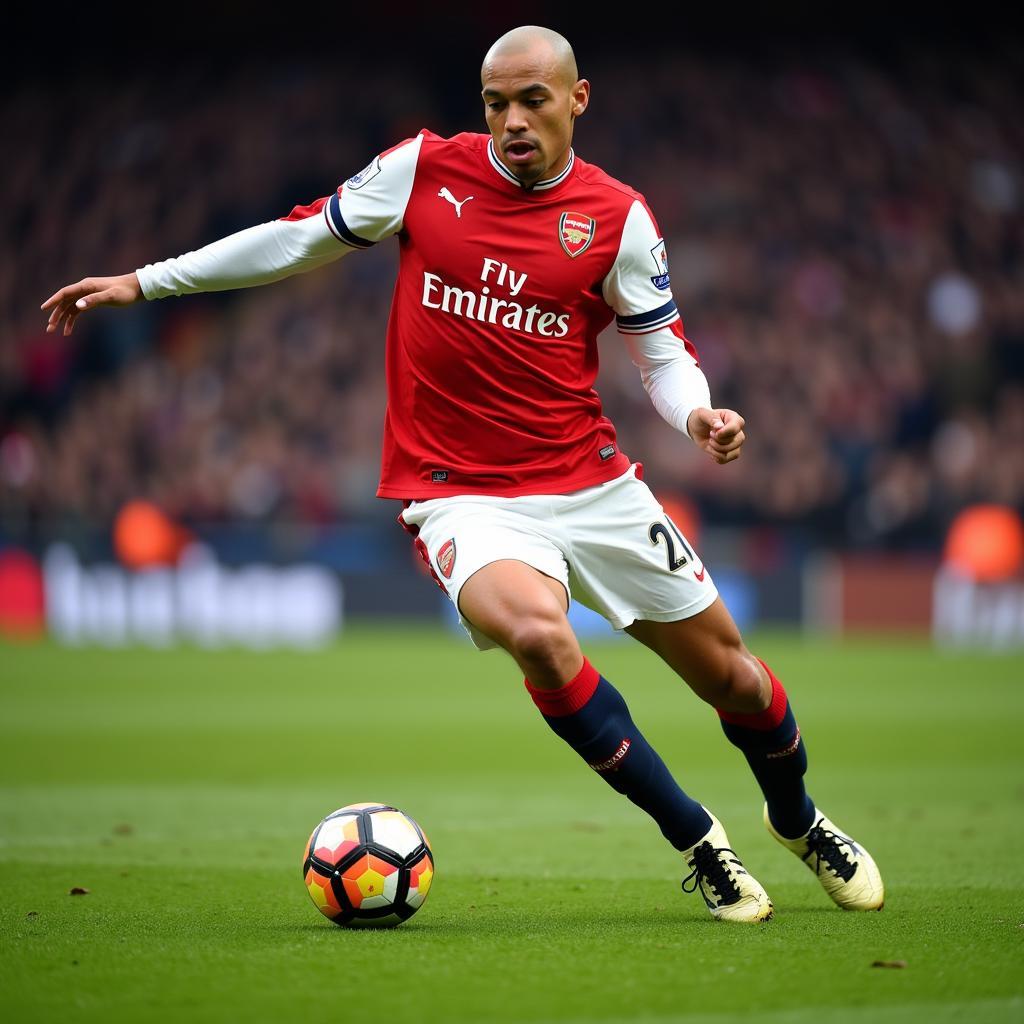 Thierry Henry thực hiện cú sút Anrie Chase