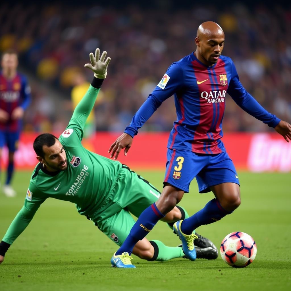 Thierry Henry ghi bàn trong màu áo Barcelona