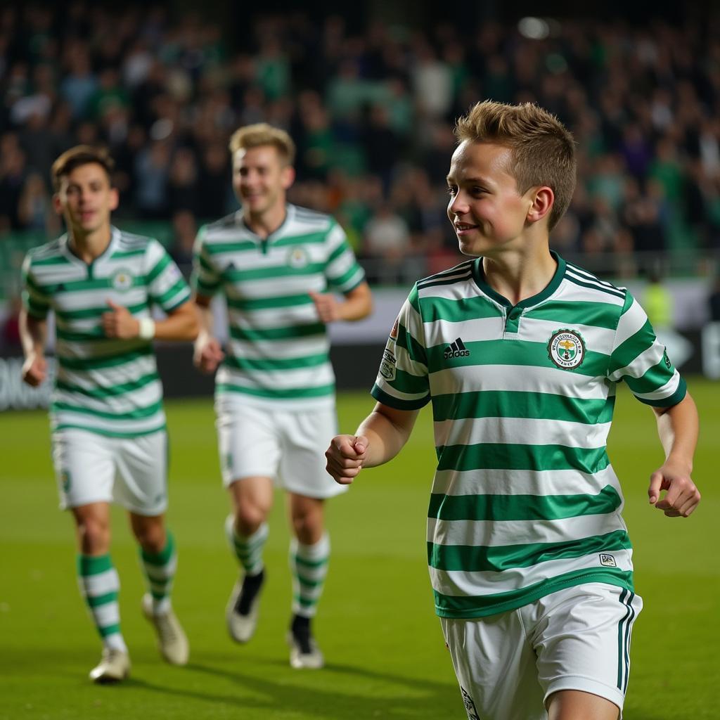 Tiago Tomas celebrating a goal with his teammates