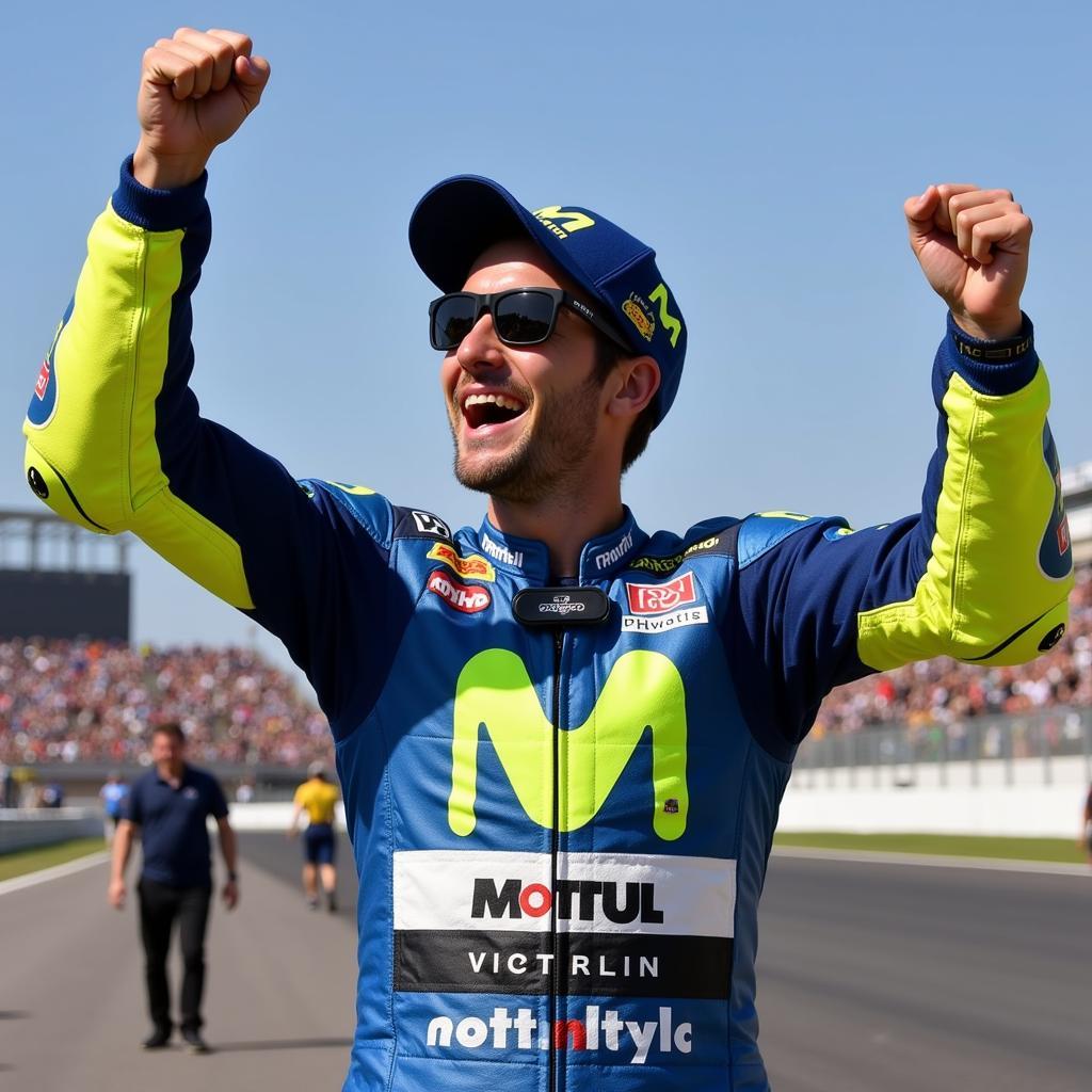 Valentino Rossi celebrates a victory