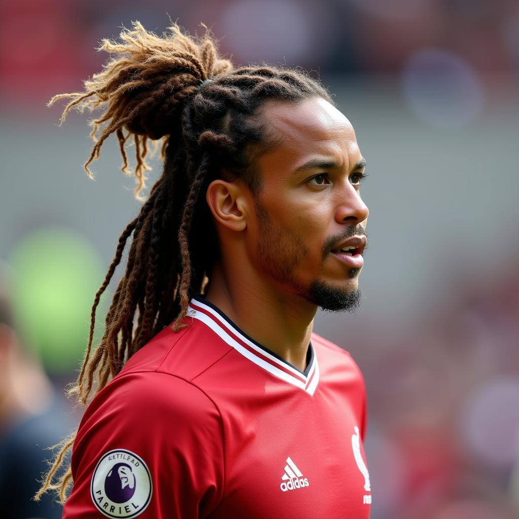 Virgil van Dijk với kiểu tóc dài được búi cao gọn gàng