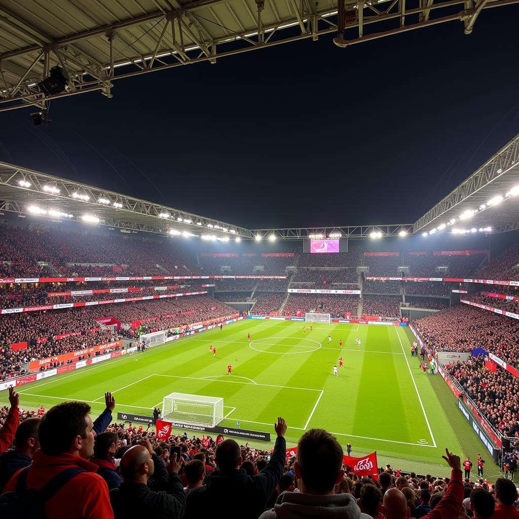 Cổ động viên 1. FC Nürnberg trên khán đài sân vận động.
