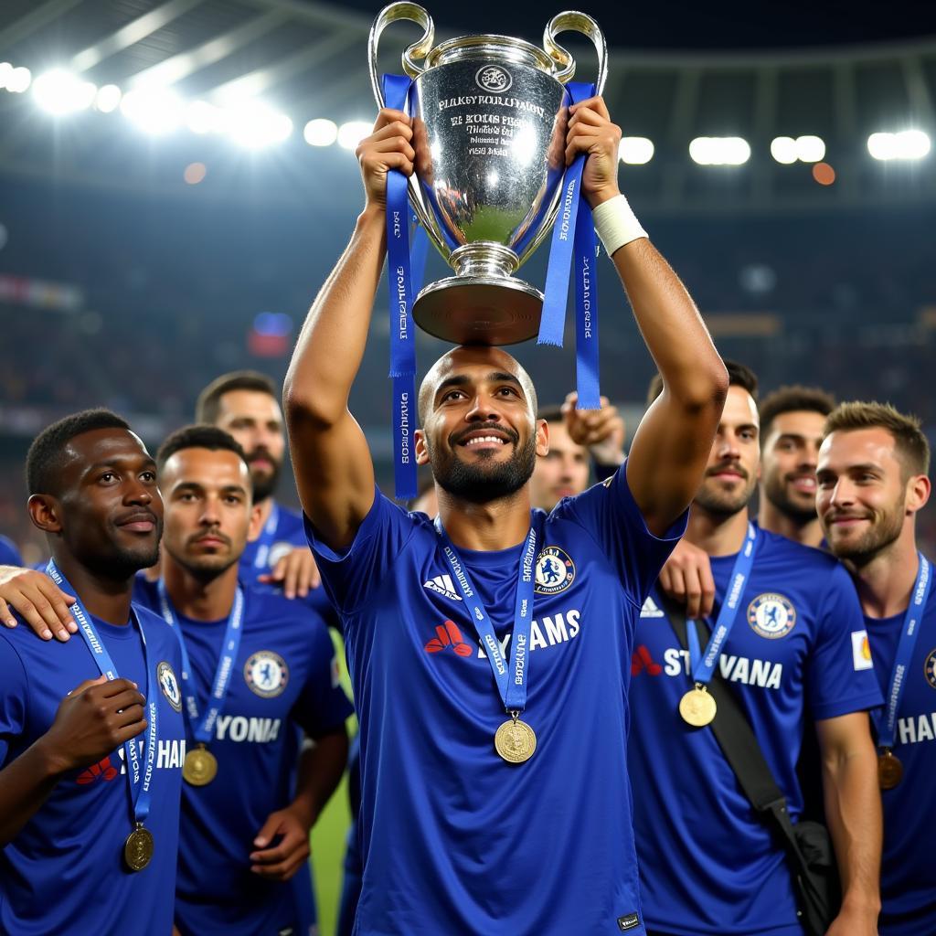 Aaron Malouda nâng cúp Champions League