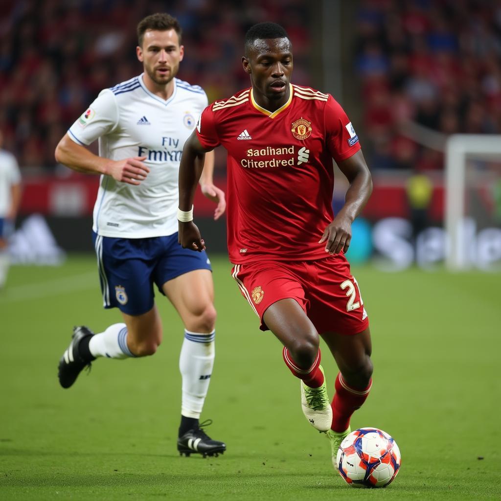 Adama Traore bứt tốc với tốc độ cao vượt qua hậu vệ đối phương