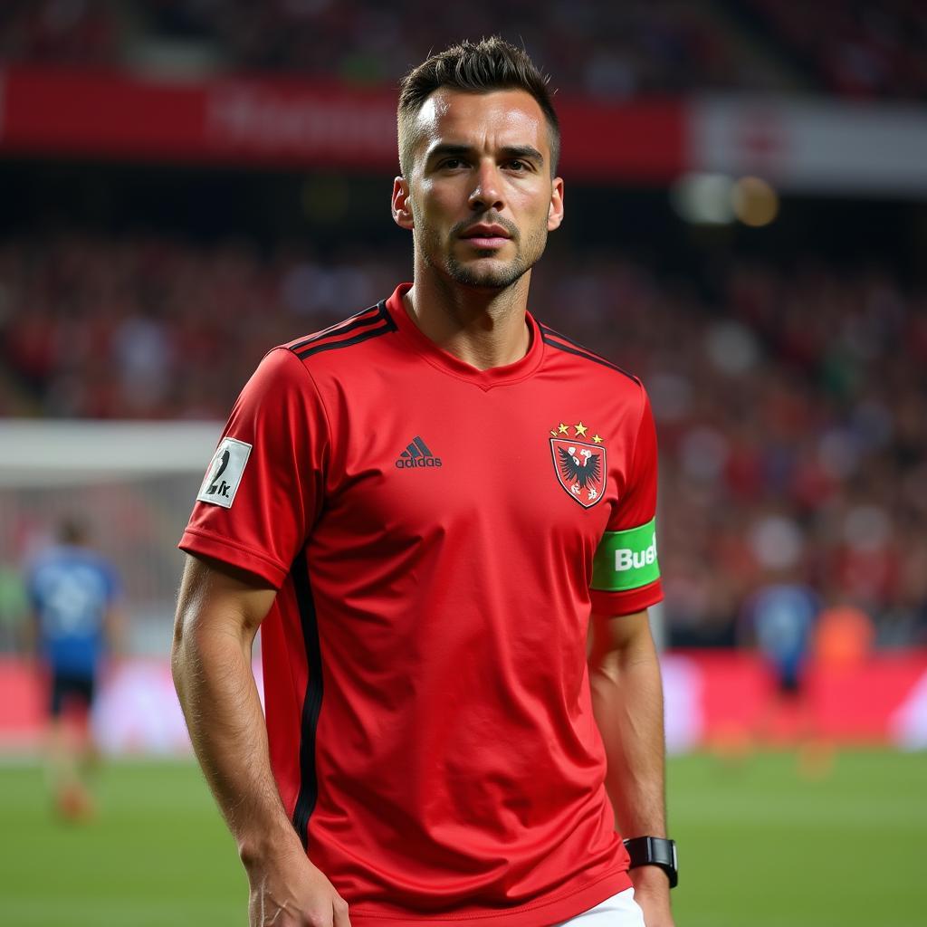 Alban Hoxha trong màu áo đội tuyển quốc gia Albania