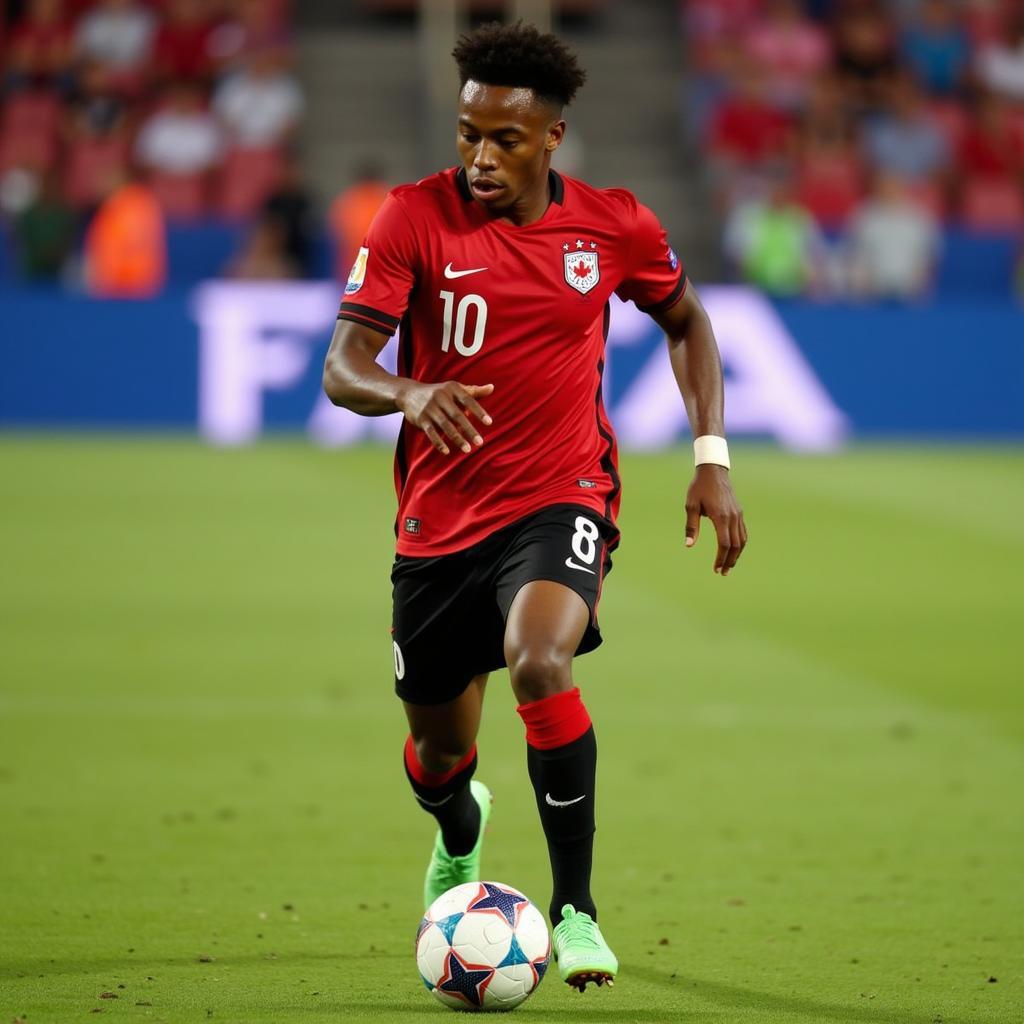 Alphonso Davies representing the Canada National Team.