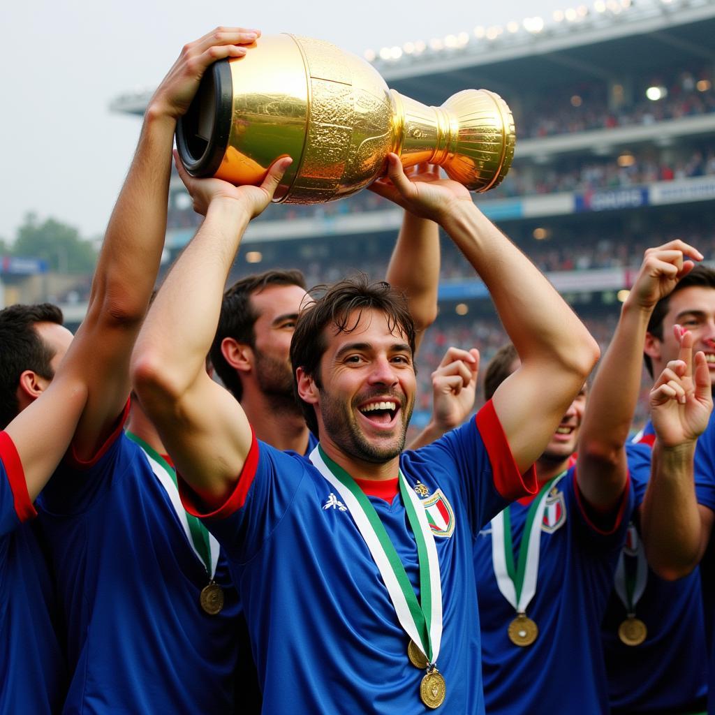 Andrea Barzagli ăn mừng chức vô địch World Cup 2006
