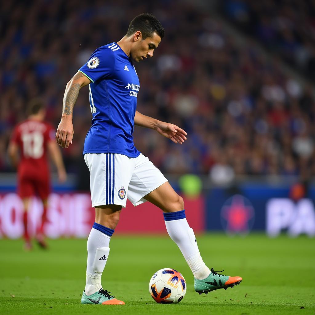 Angel Di Maria taking a free-kick