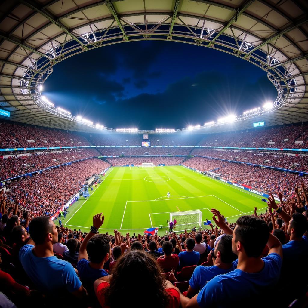Hình ảnh khán đài sôi động tại Arena Barueri