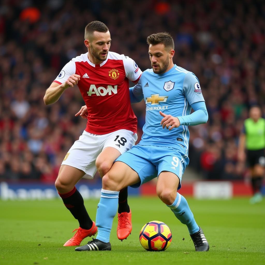 Ashley Barnes tackling an opponent