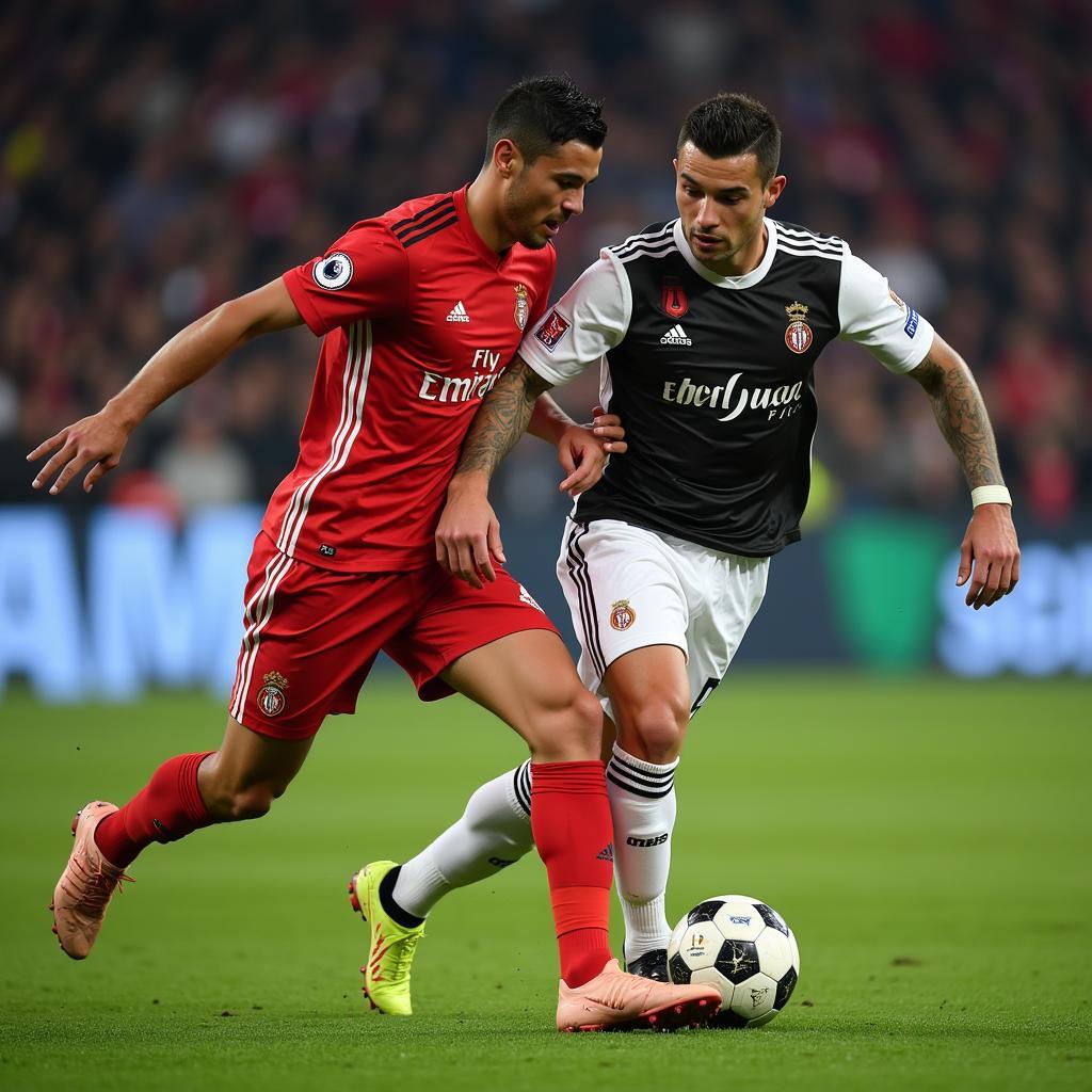 Baschirotto trong pha tranh chấp với Cristiano Ronaldo.