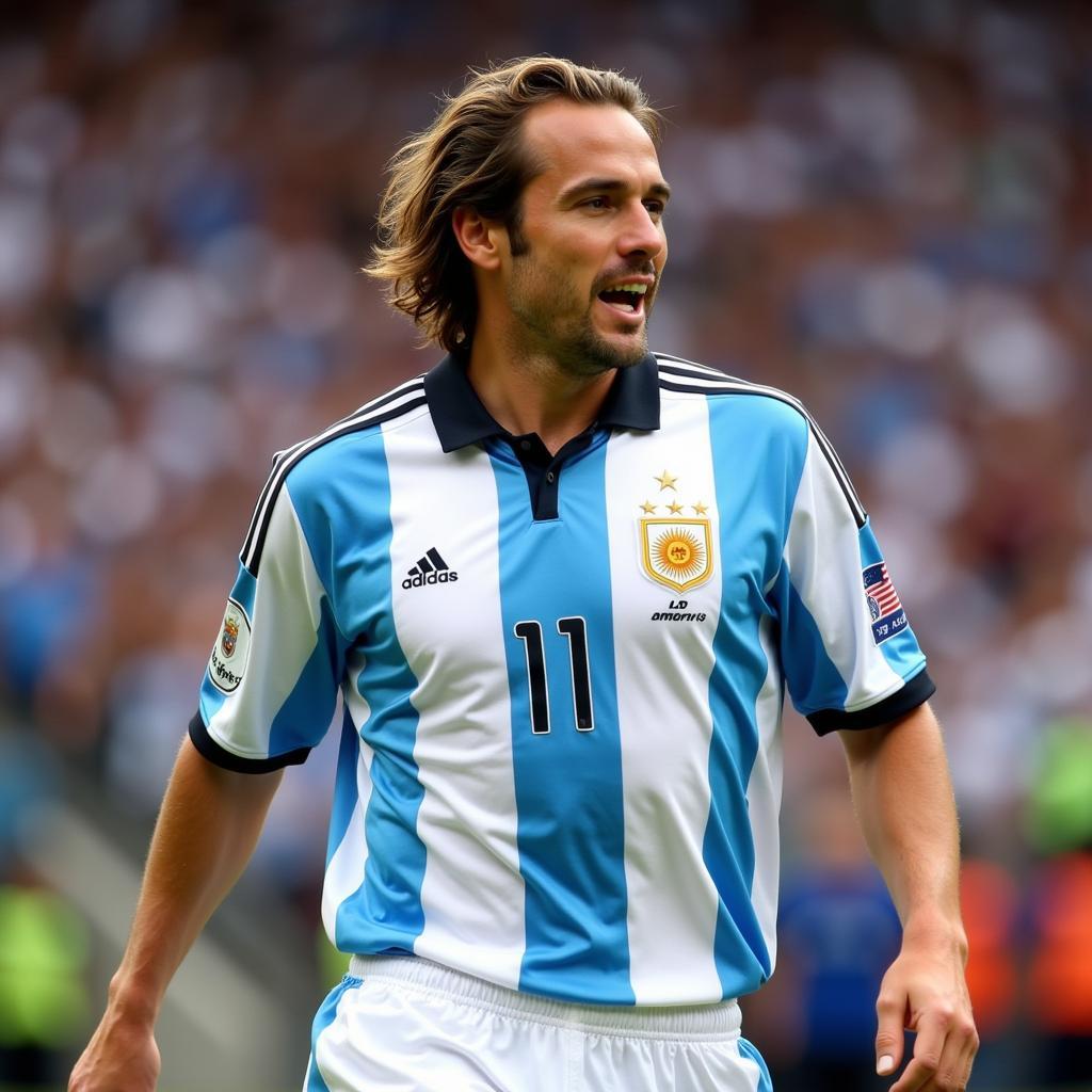 Batistuta trong màu áo đội tuyển Argentina