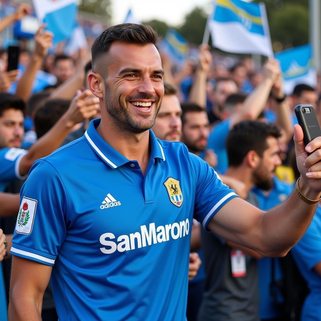 Berardi chụp ảnh cùng người hâm mộ San Marino