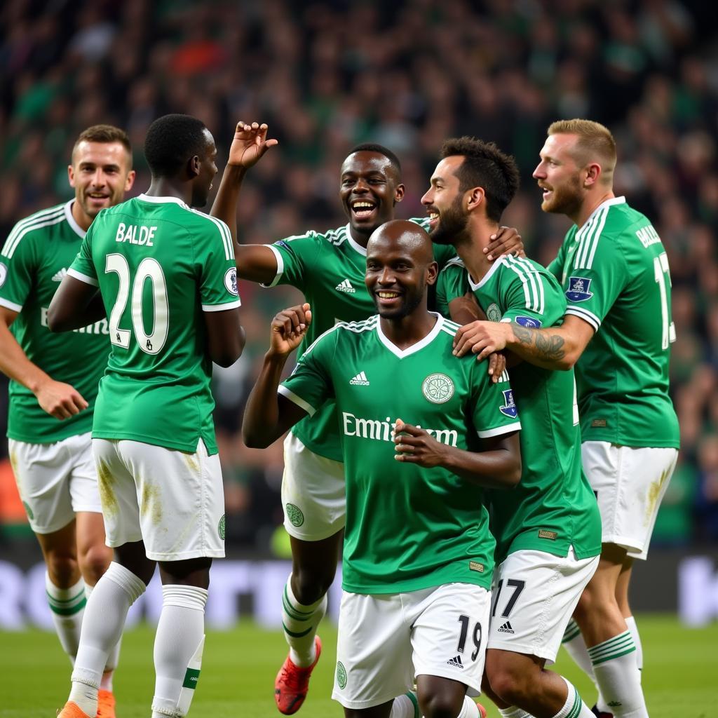 Bobo Balde ăn mừng chiến thắng