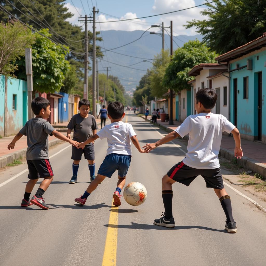 Trẻ em El Salvador chơi bóng đá đường phố