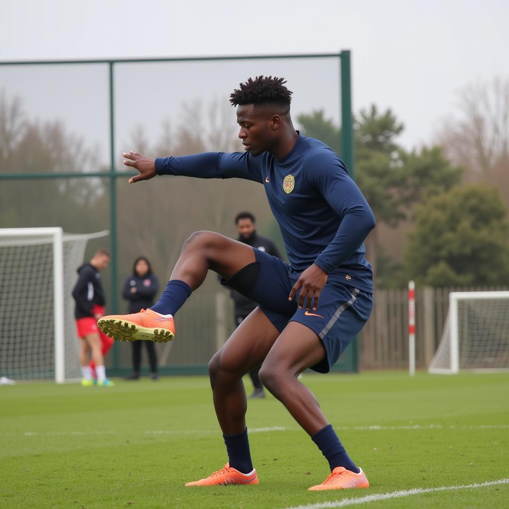 Bukayo Saka undergoing rigorous training, focusing on strength, speed, and agility to enhance his performance.