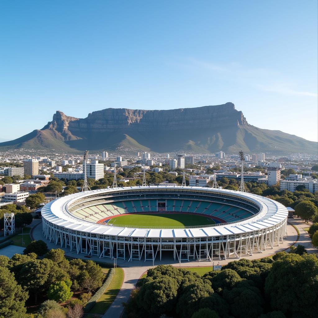 Cape Town Stadium South Africa Table Mountain - The stadium seen against the backdrop of Table Mountain.