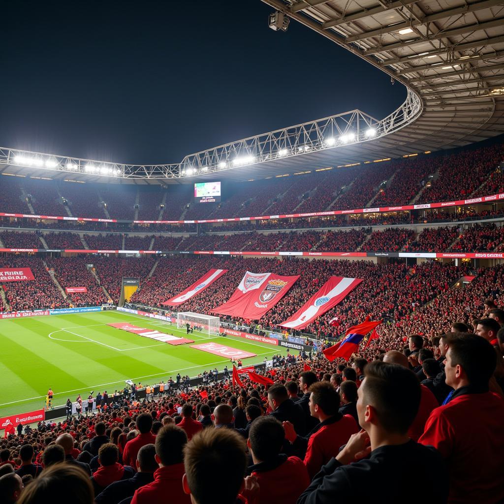 Hình ảnh khán đài đông đảo người hâm mộ tại Carl Benz Stadion