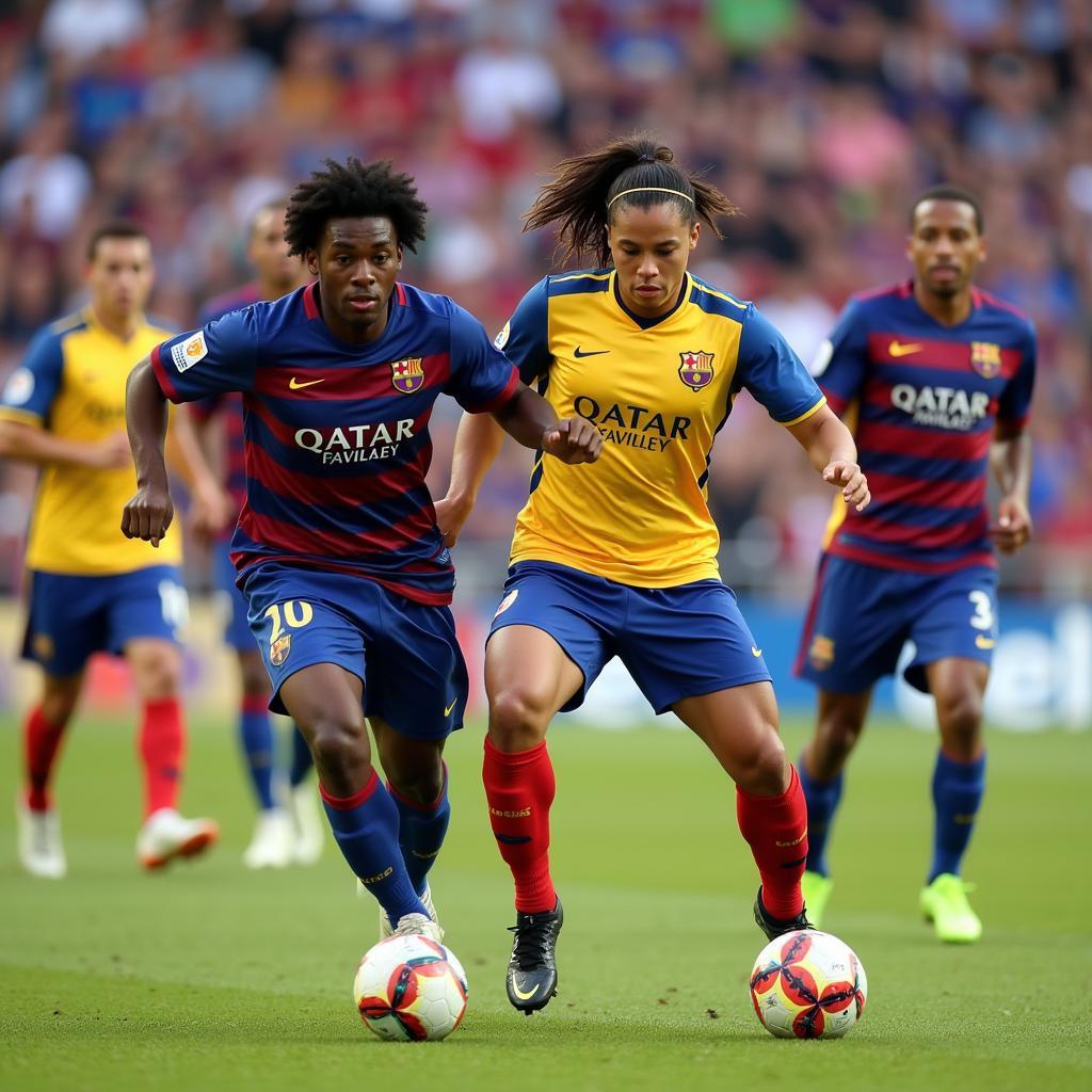 Cầu thủ Barcelona SC thi đấu đầy quyết tâm trên sân nhà George Capwell