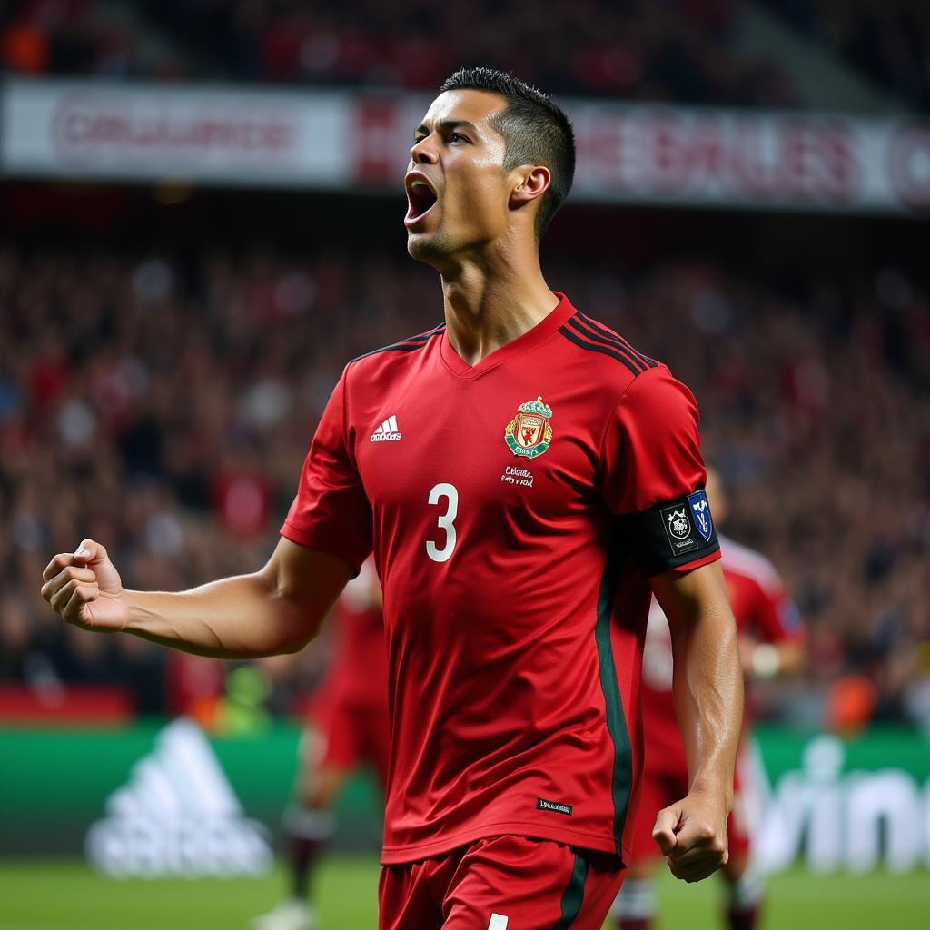 Cristiano Ronaldo thể hiện khát khao chiến thắng trên sân cỏ