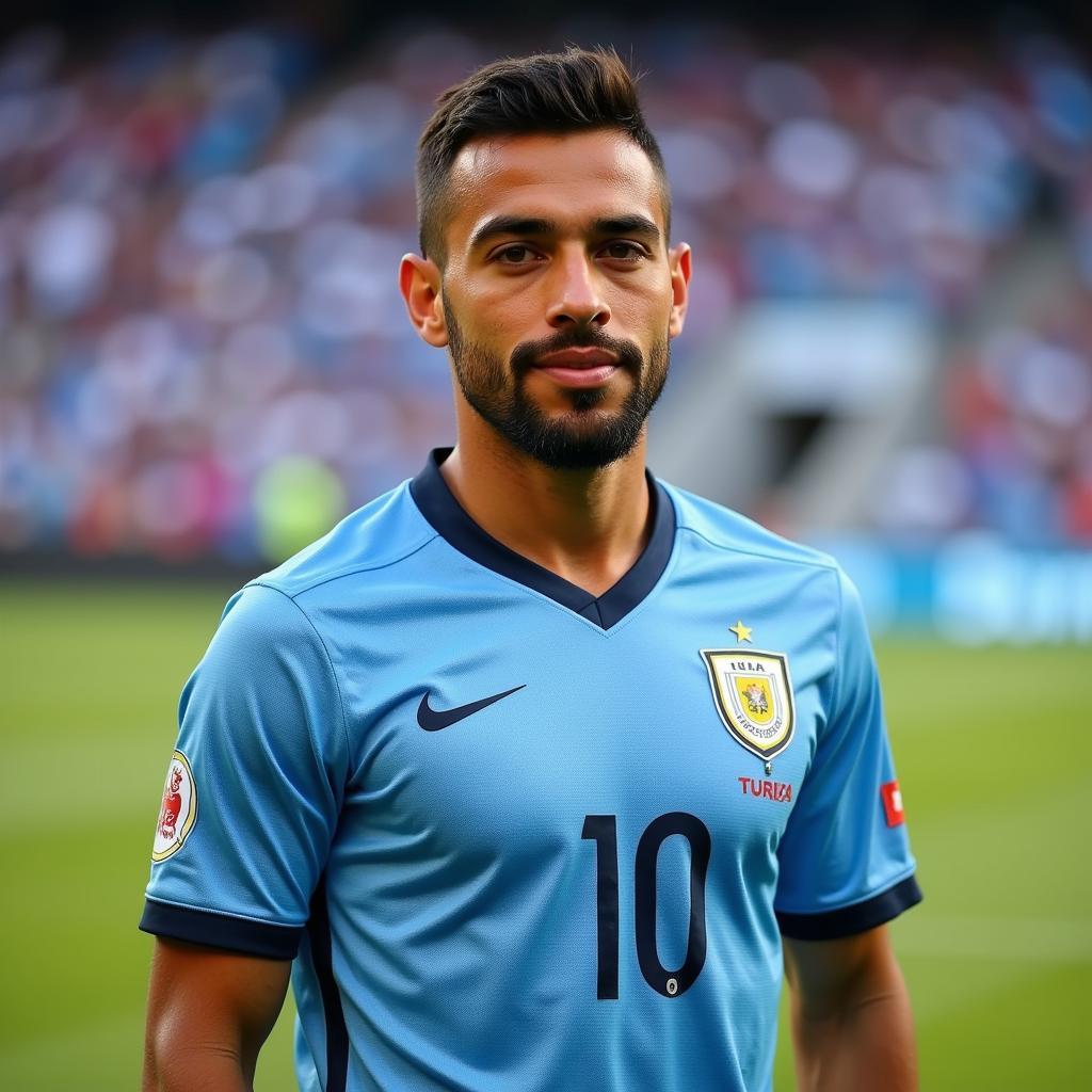 Cesar Araujo trong màu áo đội tuyển Uruguay, hy vọng cho tương lai.