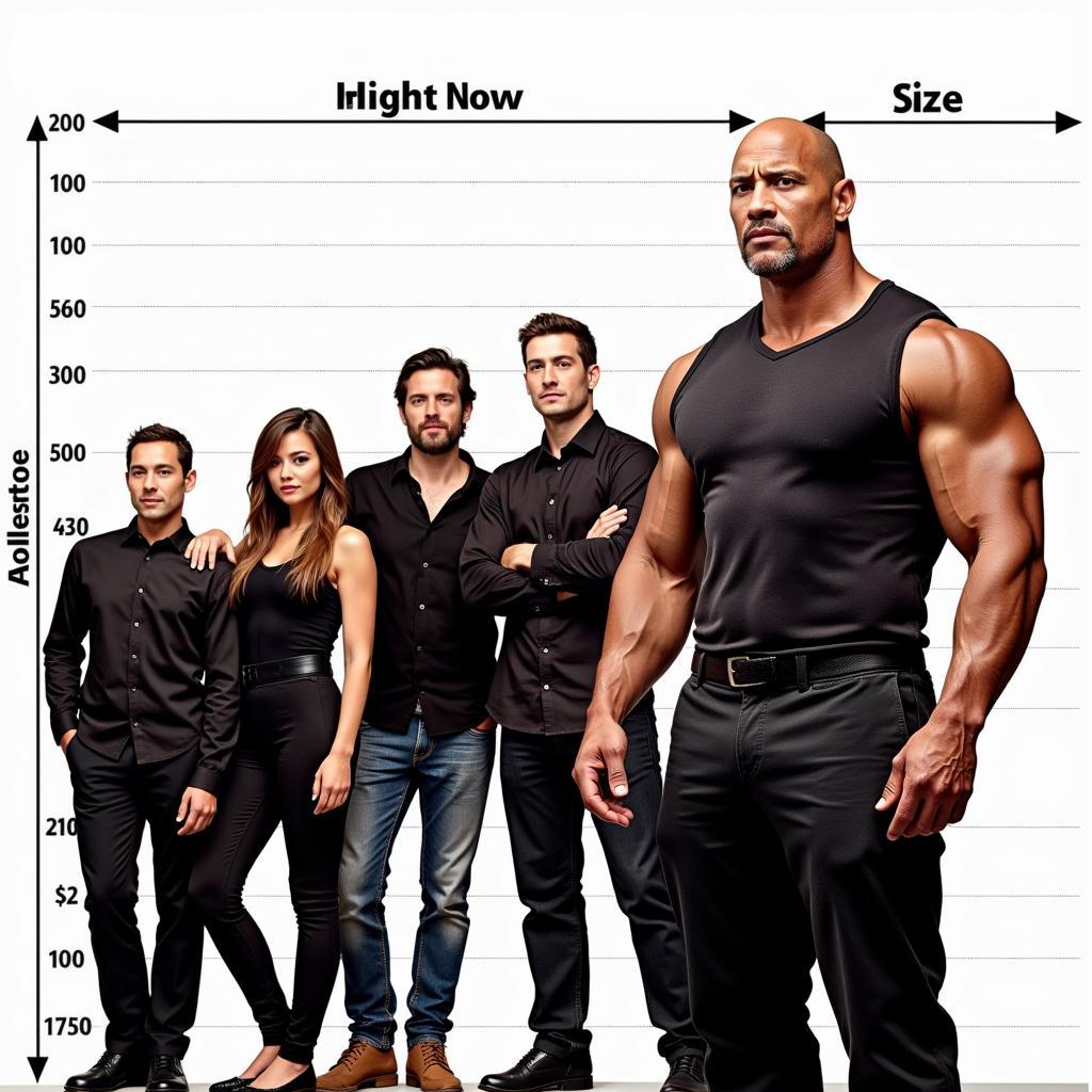 So sánh chiều cao của The Rock với các diễn viên khác