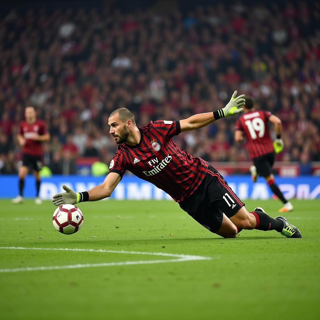 Christian Abbiati thực hiện pha cứu thua xuất thần trong màu áo AC Milan
