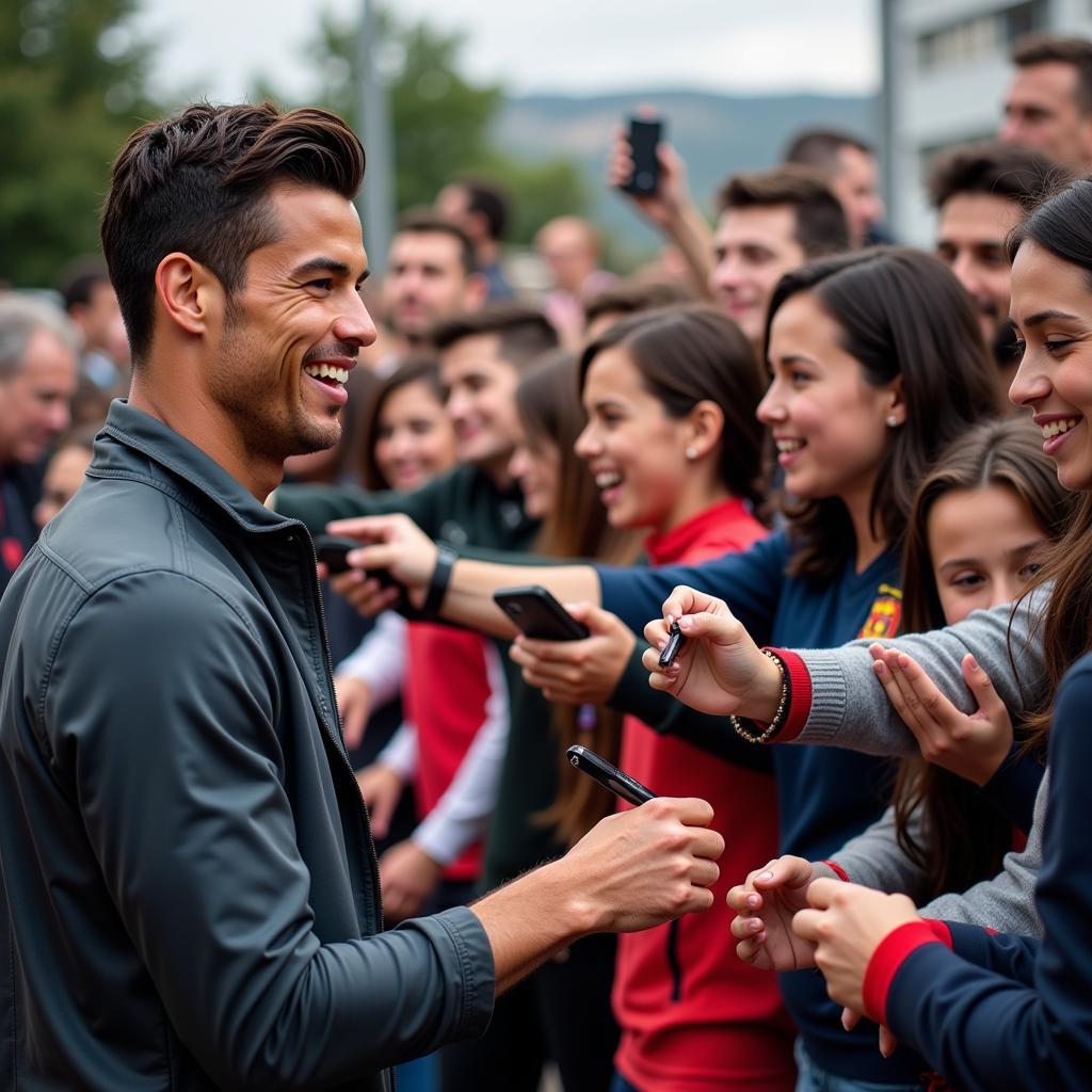 Cristiano Ronaldo cùng các fan hâm mộ