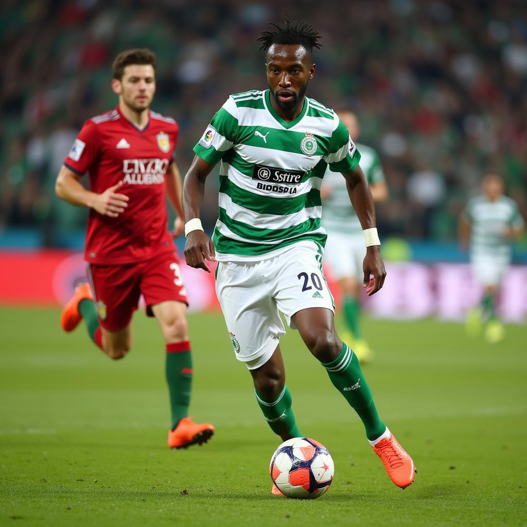 Christopher Wreh đang dẫn bóng trong màu áo Sporting Lisbon