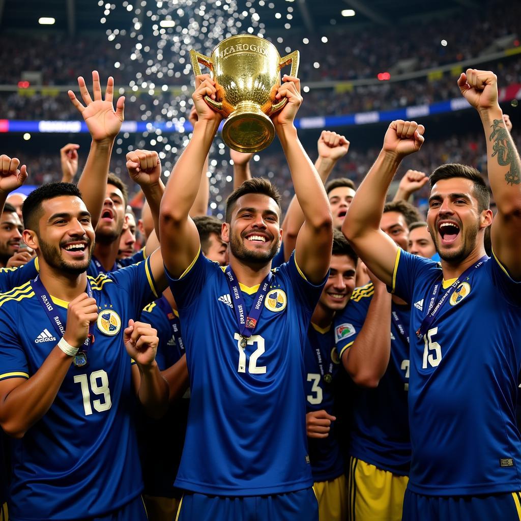 Club América players celebrating a championship victory