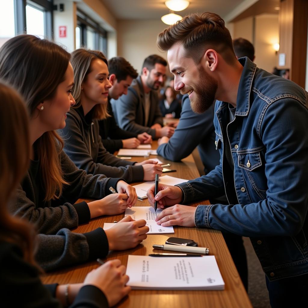 Cody Cannon signing autographs for fans after a concert