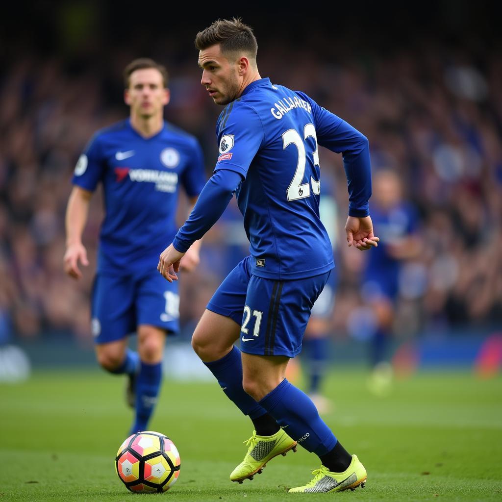 Conor Gallagher playing for Chelsea in the number 23 jersey