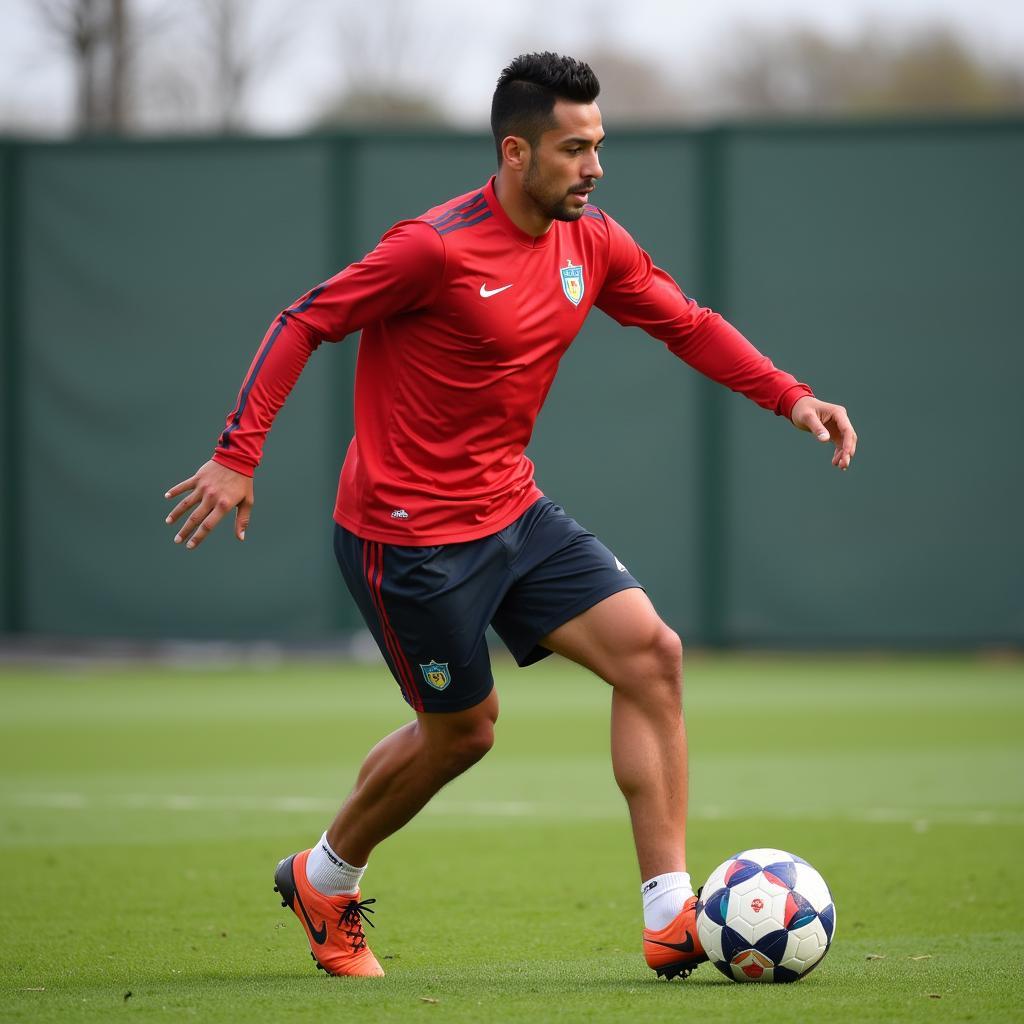 Cristiano Espinoza rèn luyện kỹ năng bóng đá