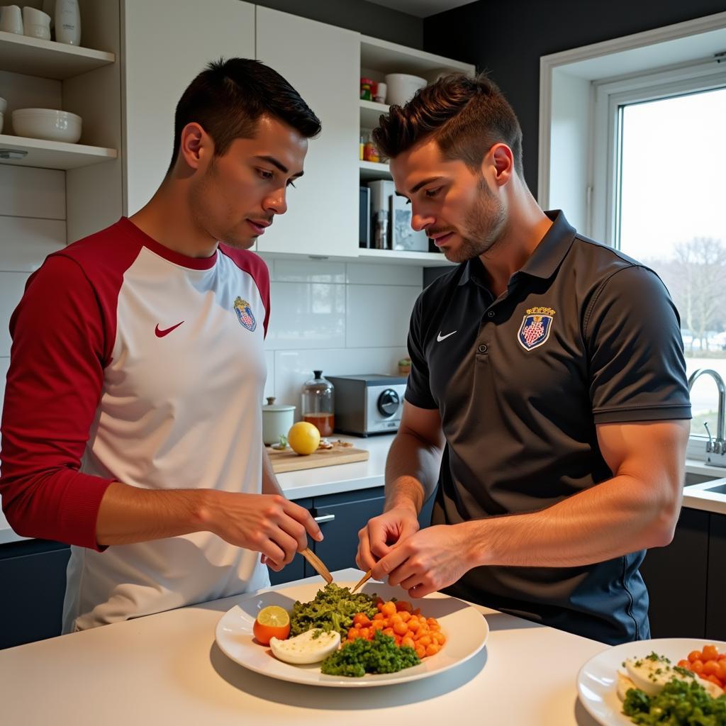 Cristiano Ronaldo và Luigi thảo luận về chế độ ăn uống khoa học