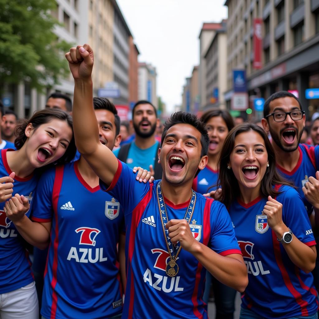 Cruz Azul fans celebrating in Mexico City