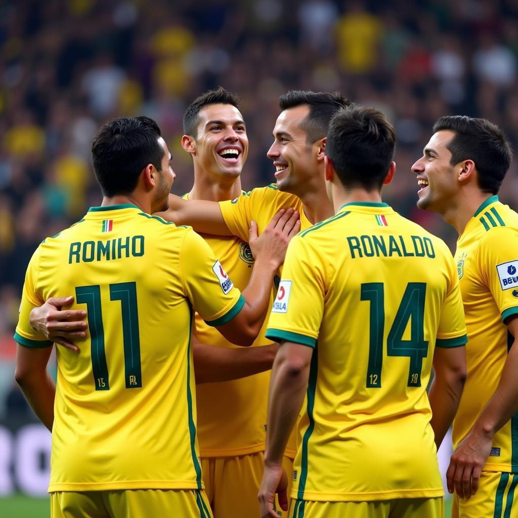 Cristiano Ronaldo ăn mừng chiến thắng cùng đồng đội