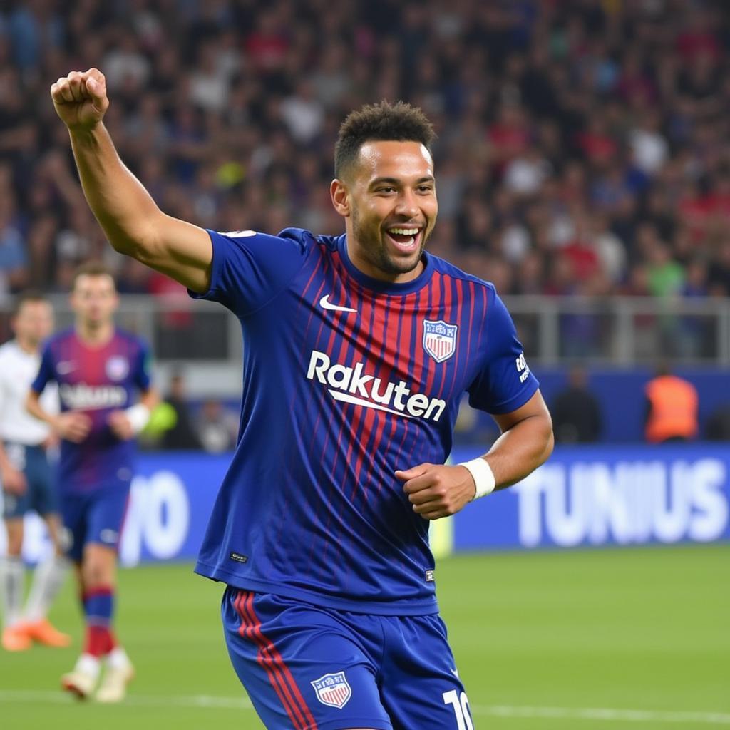 Dane Kelly ăn mừng bàn thắng trong màu áo 1868 FC Reno.