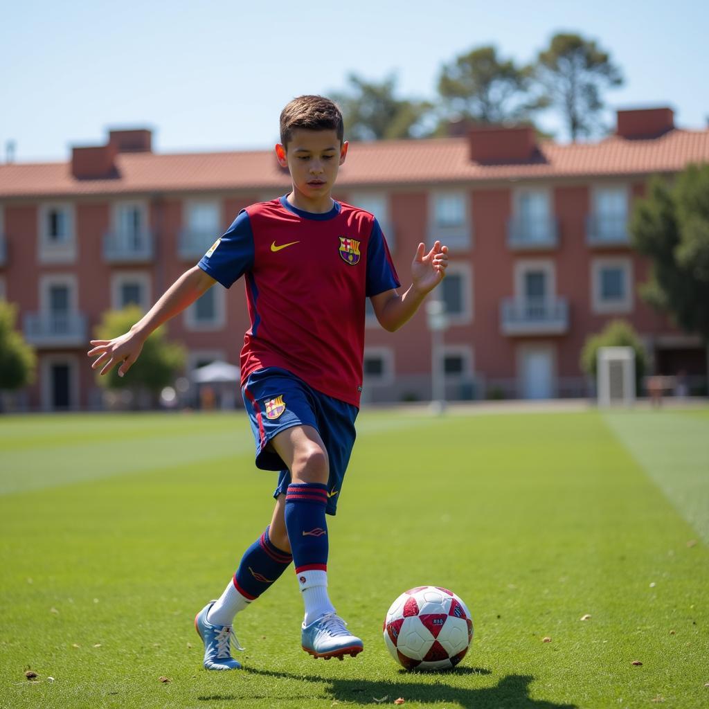 Dani Rodriguez luyện tập tại La Masia