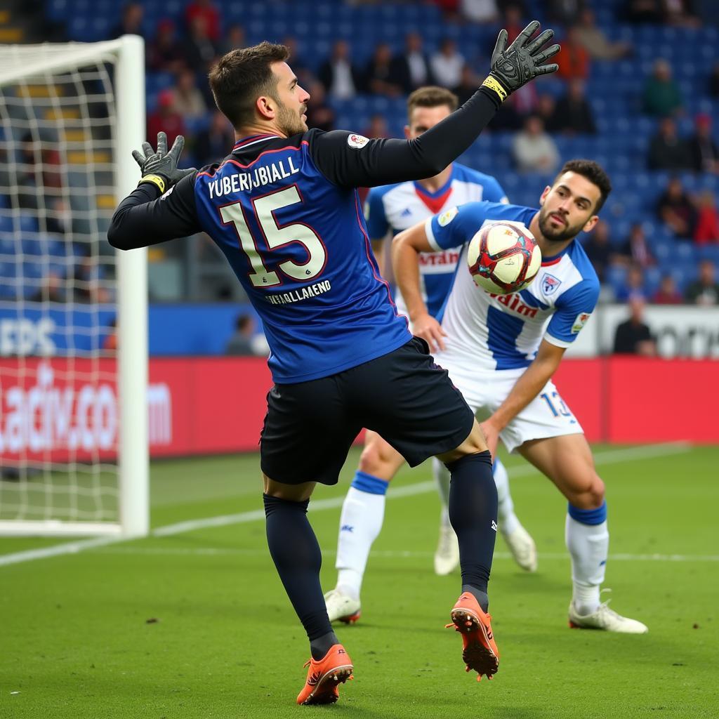 Thủ môn Deportivo Alavés cản phá bóng