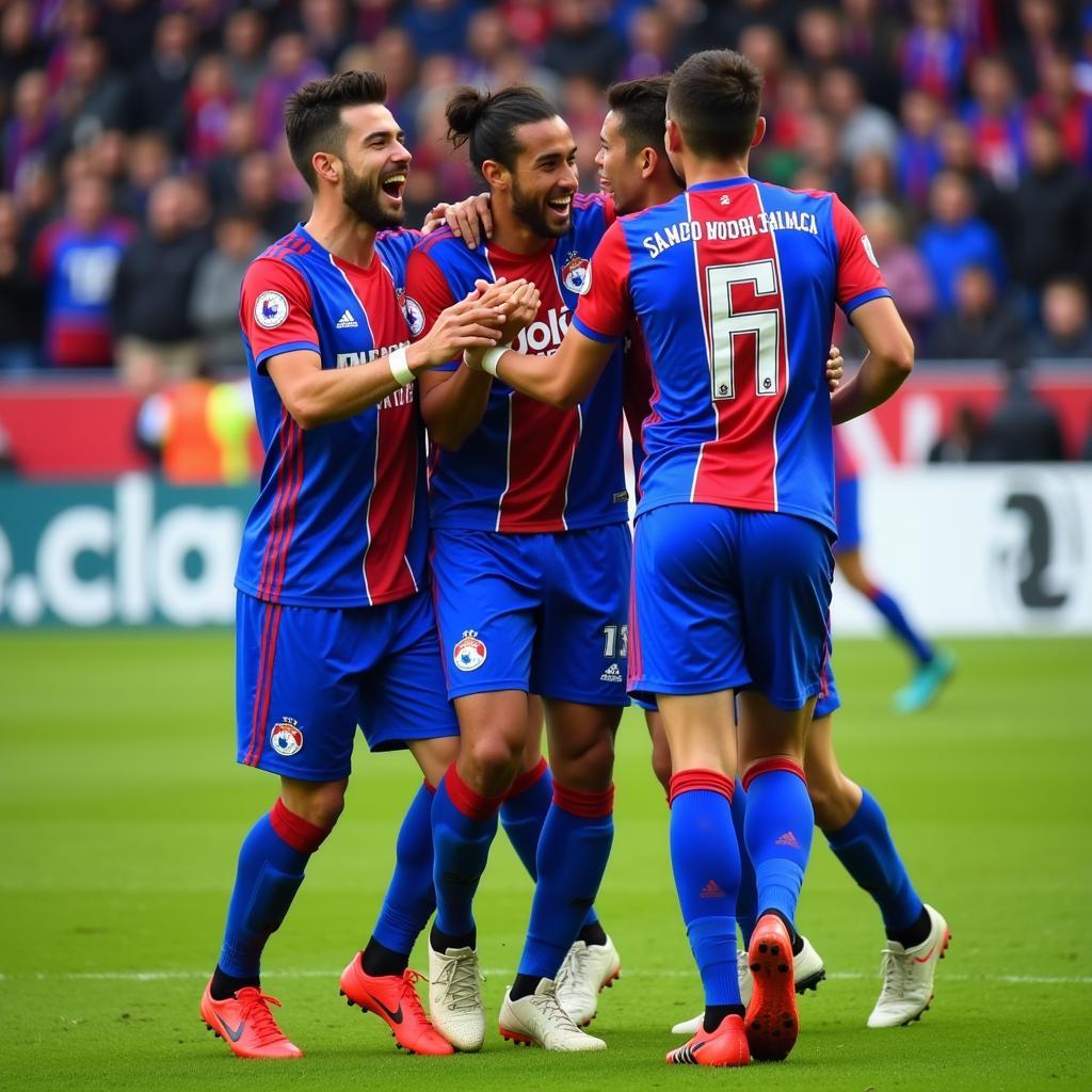 Đội hình Deportivo Alavés ăn mừng bàn thắng