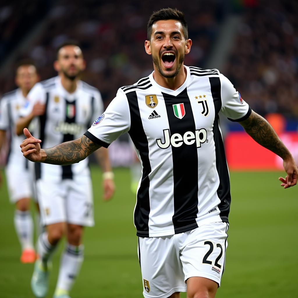 Di Maria ăn mừng bàn thắng trong màu áo Juventus số 22