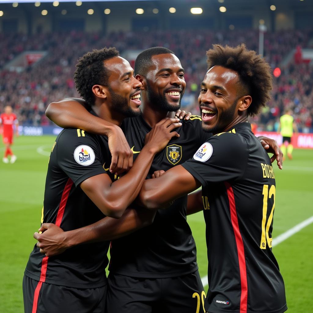 Dominic Poleon ăn mừng chiến thắng