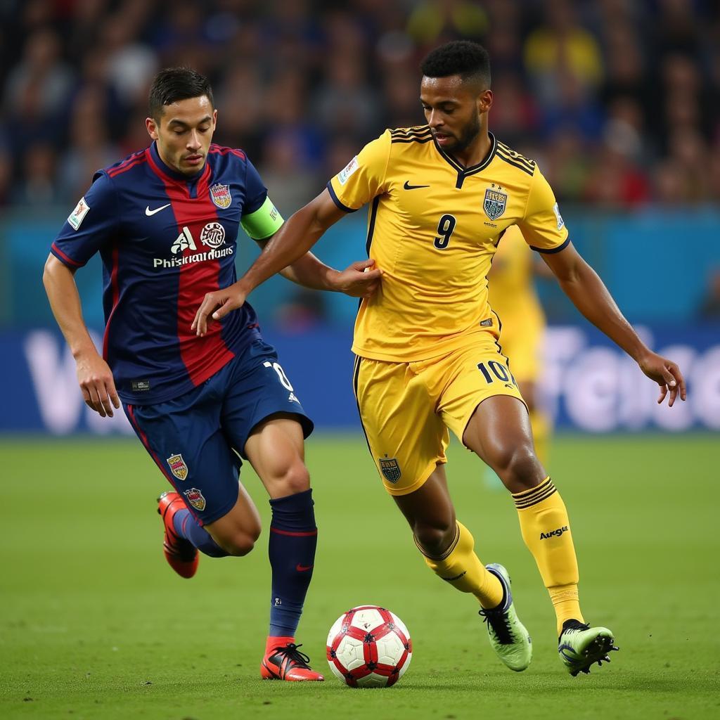 Dominic Poleon tranh chấp bóng