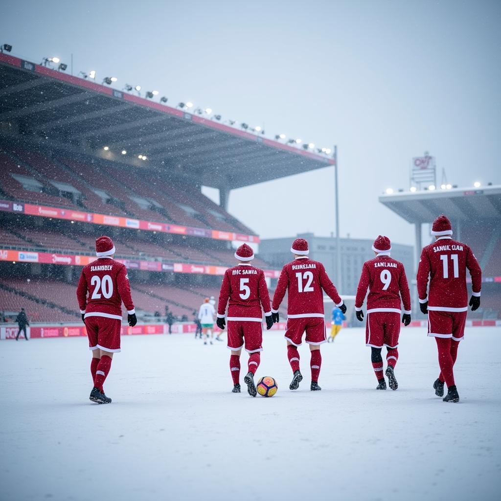 FC Santa Claus tại sân vận động Rovaniemi phủ đầy tuyết trắng