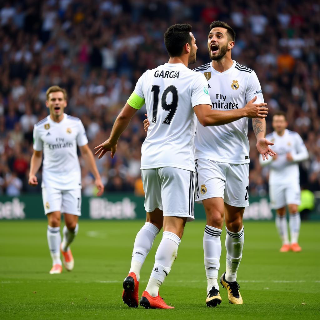 Fran Garcia celebrating a goal for Real Madrid