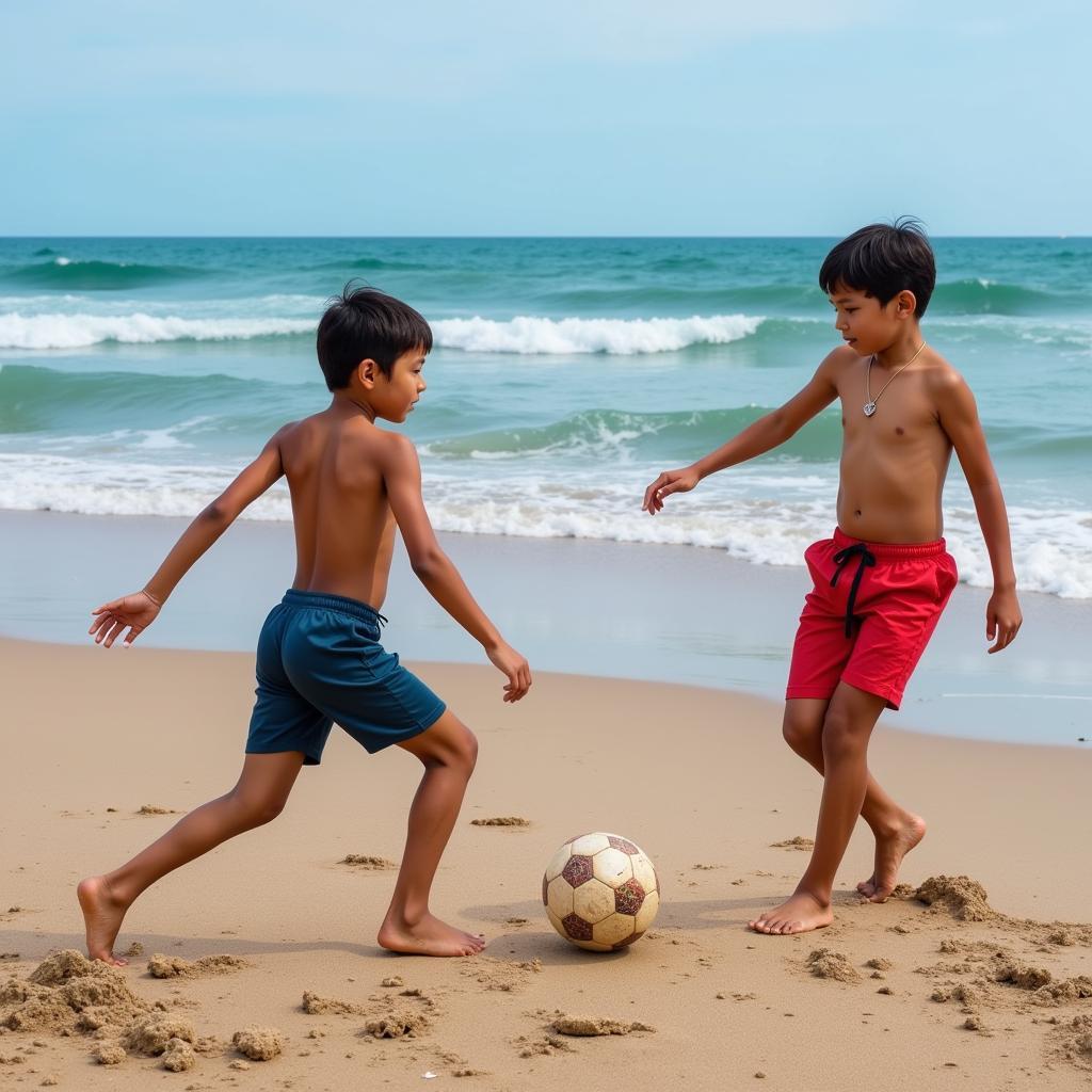 Trẻ em chơi bóng tại Gafanha da Nazaré