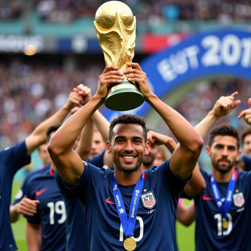 Gautier Lloris nâng cao chiếc cúp vô địch World Cup 2018