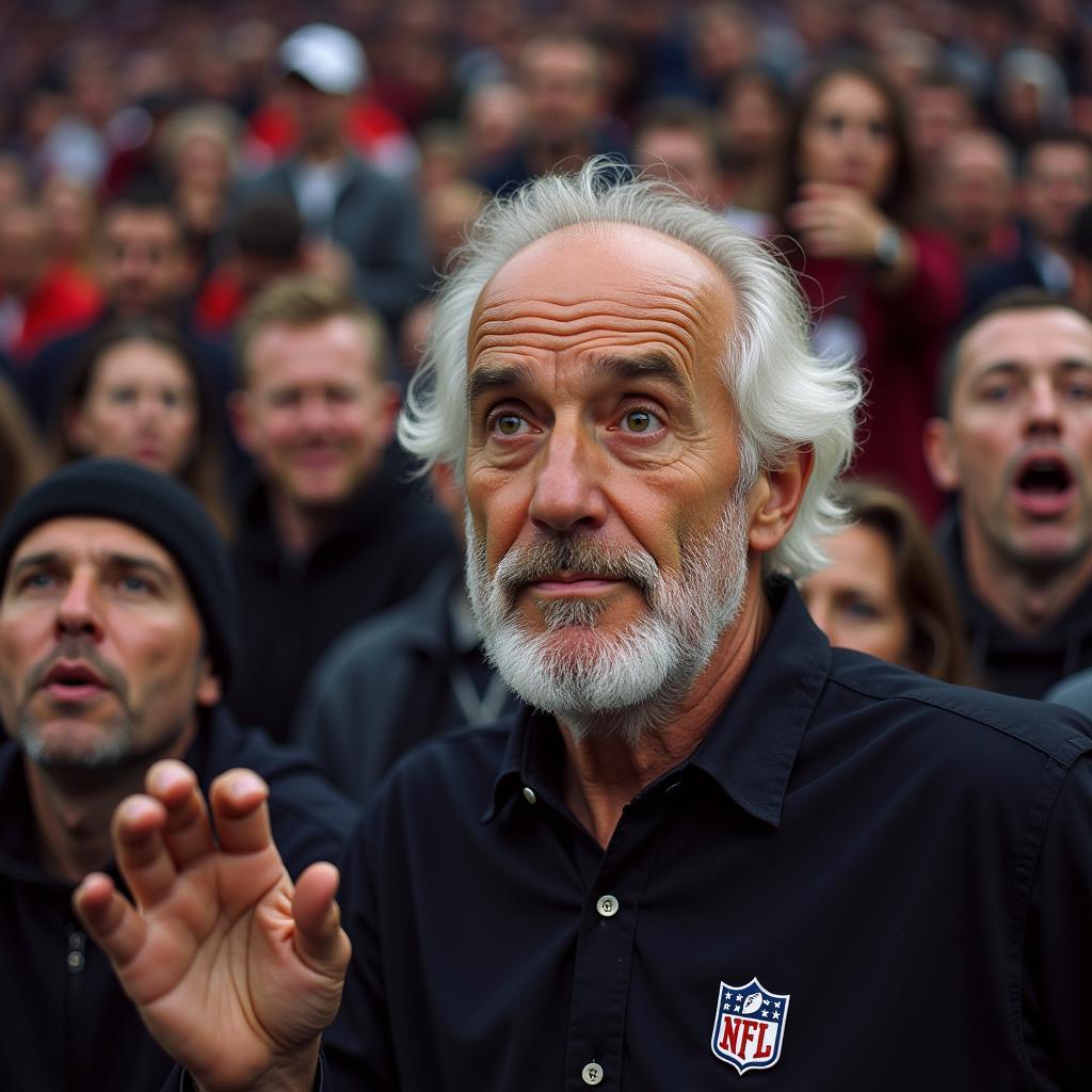 George Carlin quan sát khán giả bóng đá cuồng nhiệt.