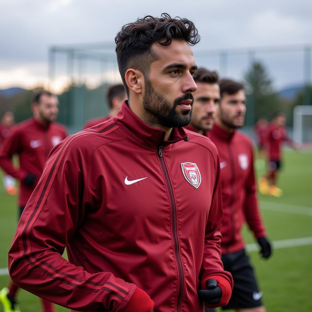 Georgios Koutsias tập luyện cùng đồng đội